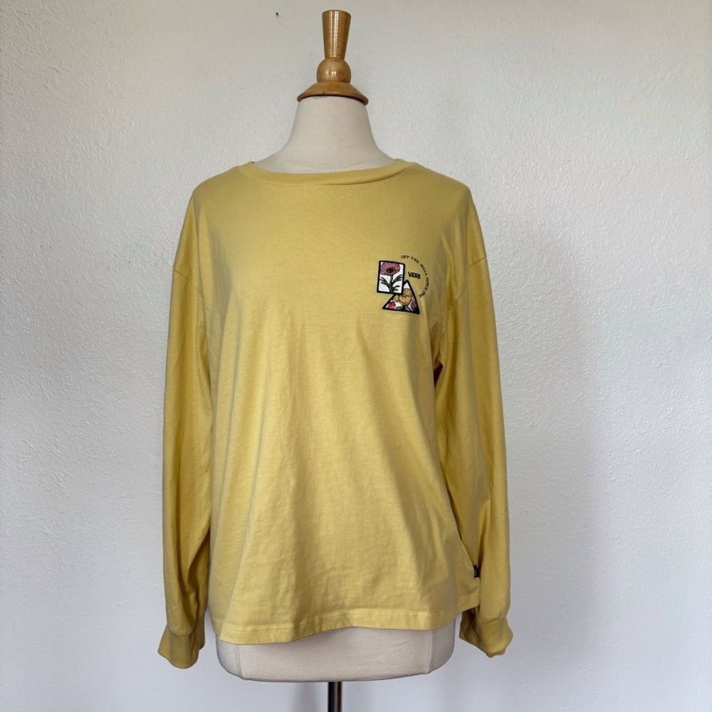 Vans Long Sleeve Tee in Yellow with Small Graphic